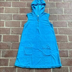 Islander Turquoise Hooded Zip-Up Terry Cloth Beach Coverup